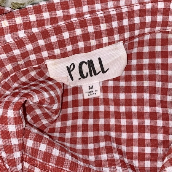 P Cill red & white checkered button down shirt size medium - Picture 4 of 8